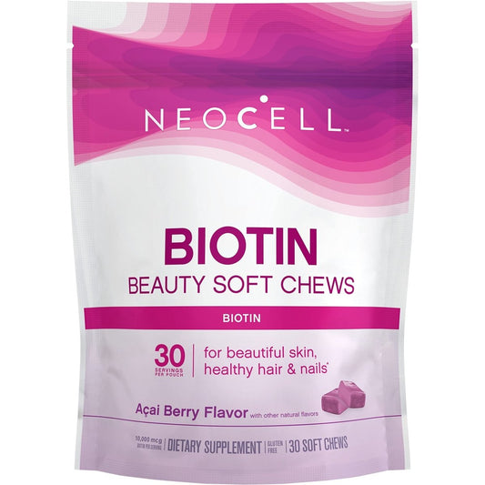 NeoCell Biotin Beauty Soft Chews - Acai Berry Flavor - 30 Count