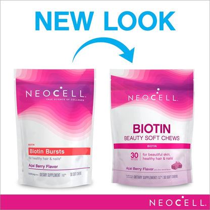 NeoCell Biotin Beauty Soft Chews - Acai Berry Flavor - 30 Count